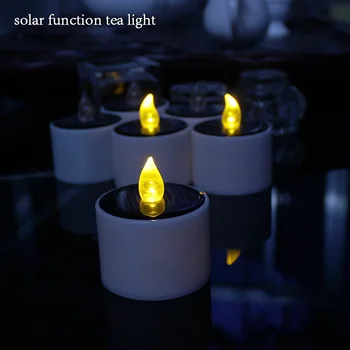

Set of 6 Yellow Solar Power LED Candles/Flameless Electronic Solar LED Tea Lights Lamp/Plastic Solar Energy Candle for Outdoor