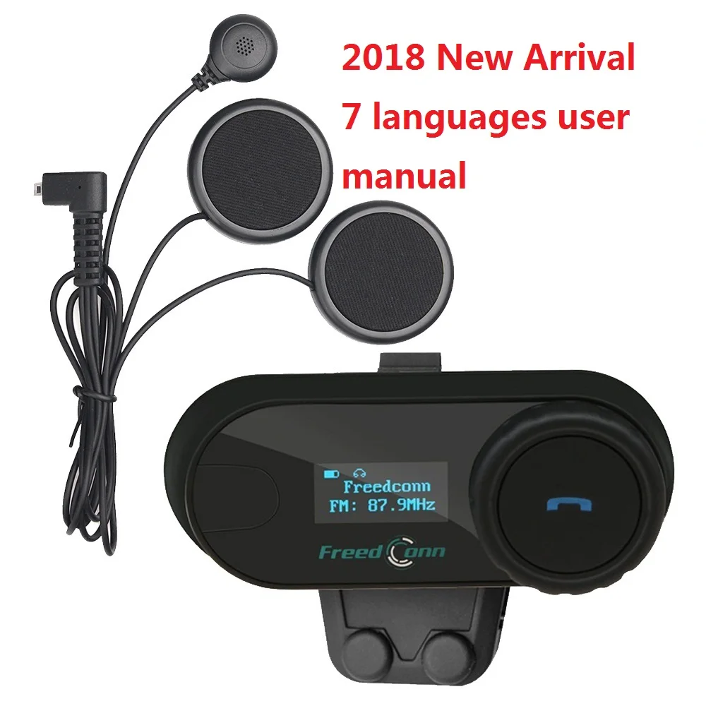 FreedConn 2018 BT Interphone Motorcycle Helmet Wireless Bluetooth Headset Intercom with LCD for 3 Rider FM