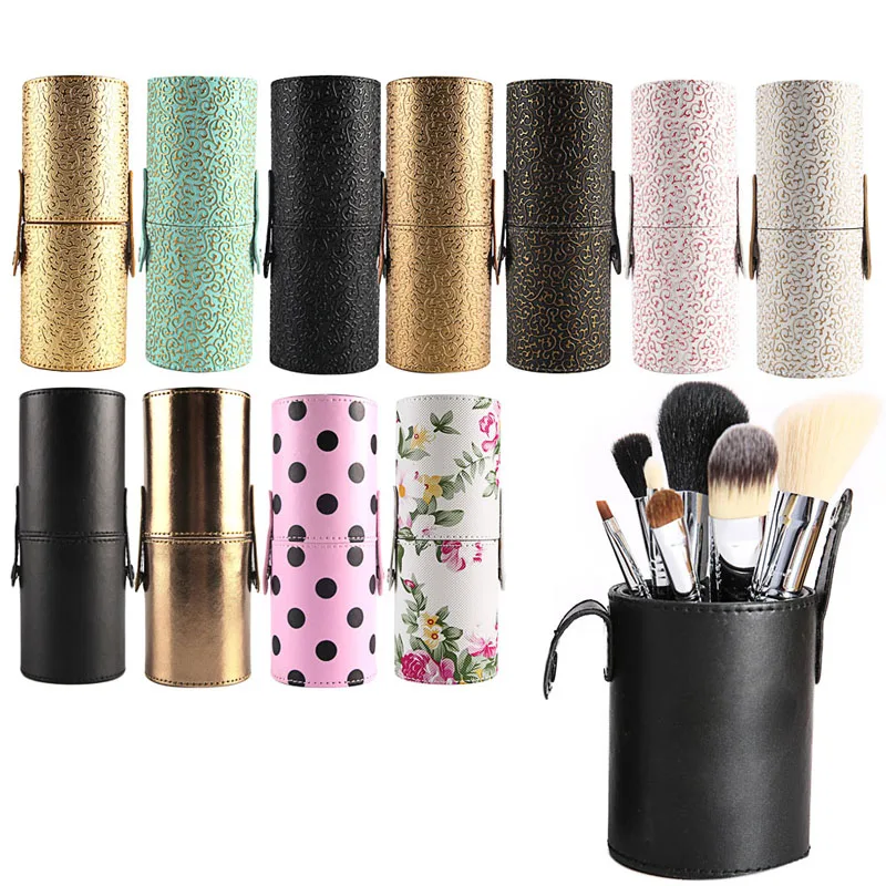 

Leather Makeup Storage Empty Holder Cosmetic Cup Case Box For Makeup Brush Pen