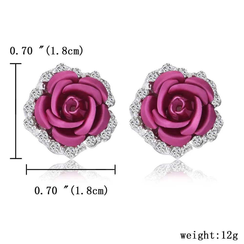 Модные металлические красные розы серьги большие цветочные серьги для женщин ювелирные изделия со стразами аксессуары для пирсинга Бижутерия Подарки