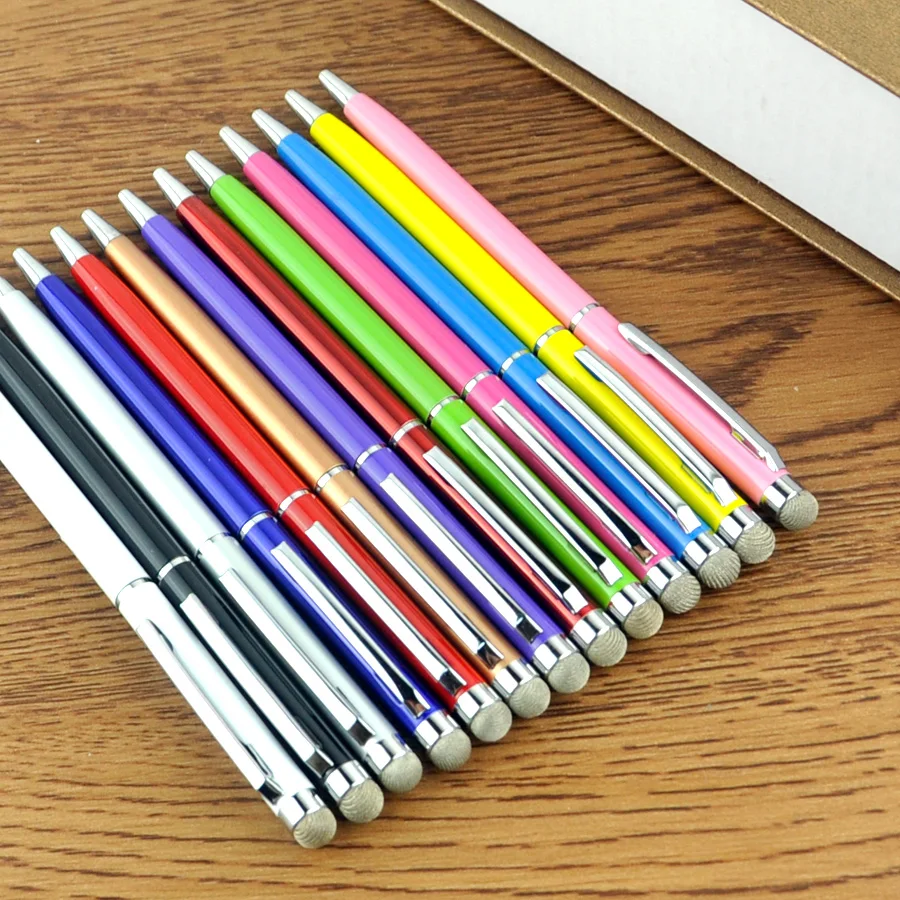 Металлическая шариковая ручка, емкостный сенсорный экран, микрофибра, стилус, подарок для iPad, iPhone, школьные офисные принадлежности, 12 цветов