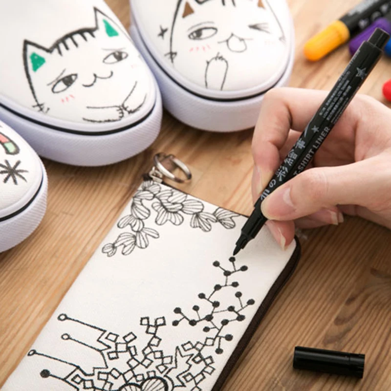 Simbalion Cloth Marker 20 Colors/Set Fabric & T-Shirt Liner DIY Cloth Paint Permanent Ink Art & Design Supplies Child Doodle