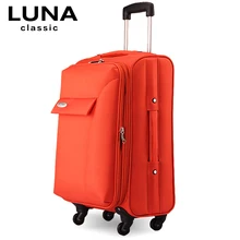 Luna trolley luggage travel bag20 24 universal wheels luggage bag,high quality orange color trolley luggage for women