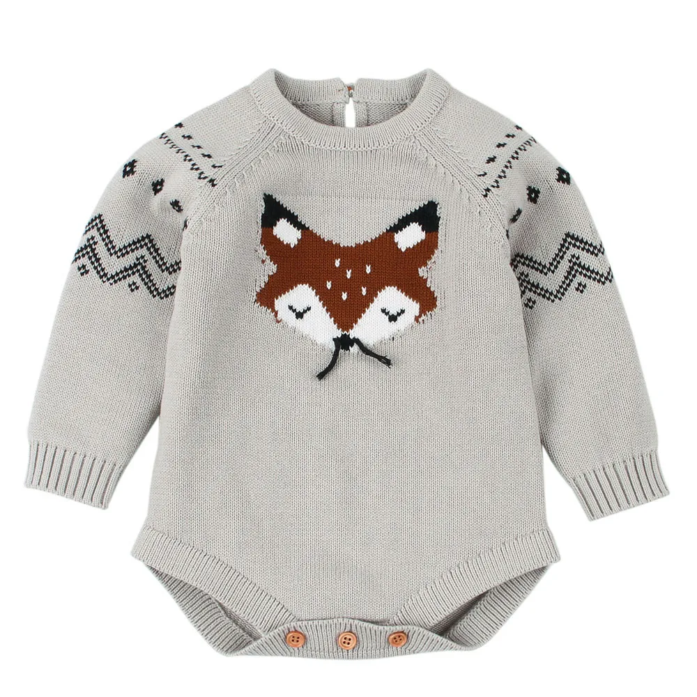 

MUQGEW Newborn Infant Baby Girl Rompers Cartoon Knitted Sweater Romper Baby Jumpsuit Outfits Long Sleeve Winter Clothes