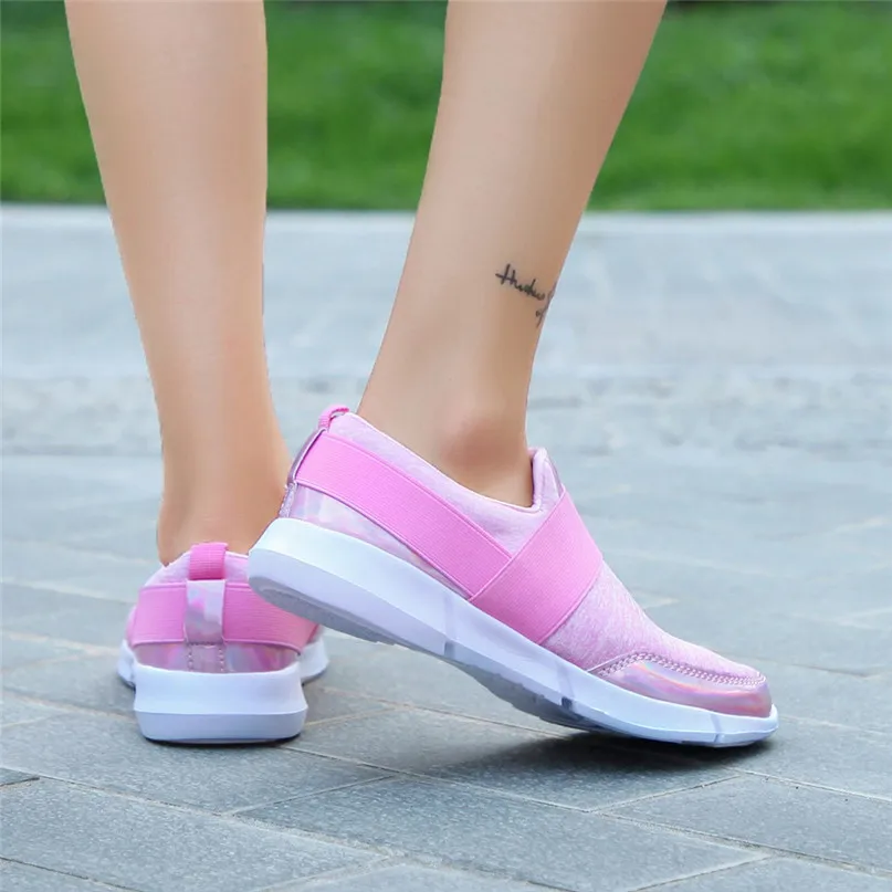 Outdoor Sports Shoes Women Hollow Round Head Flat Breathable Leisure Sports Shockproof Shoes Soft Bottom Running shoes #3J30#F (11)