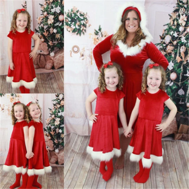 Christmas Mother Daughter Dress 2018 Family Matching Outfits Xmas Christmas Mother Daughter Dress 2018 Family Matching Outfits Xmas Long Sleeve Vestido Velvet Patchwork Dresses Cute Family Look - Christmas Mother Daughter Dress 2018 Family Matching Outfits Xmas