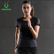 2017 Hot Sexy Female Sports Solid Gym Fitness T Shirt Women Yoga Clothes Running Top Clothing Breathable Lady Compression