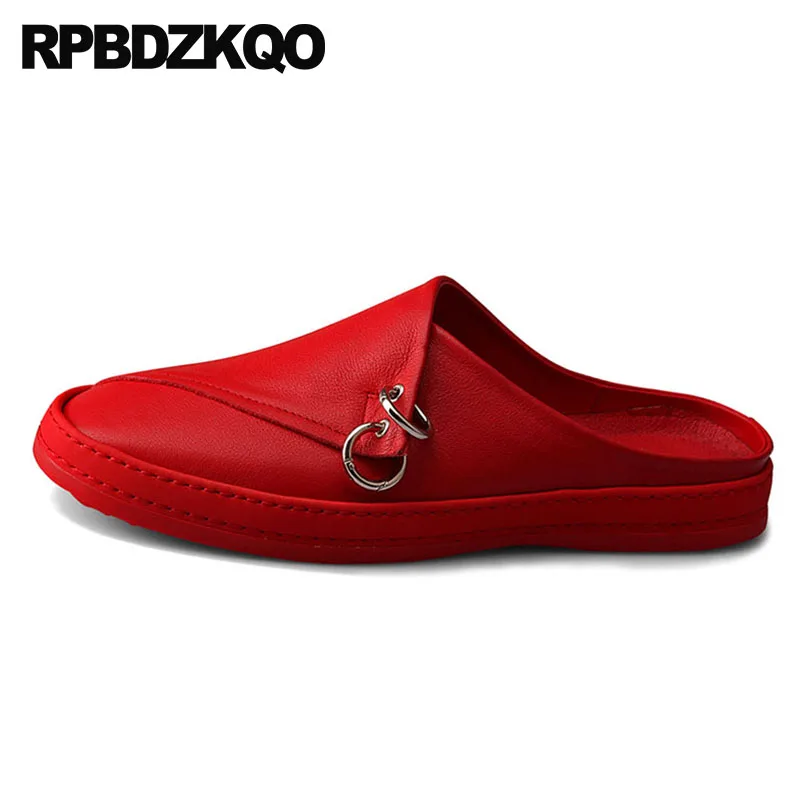 ons Conforto Deslizamento Vermelho Dos Venda Moda Do Apartamentos De Redondo Tênis Sapatos Ocasional Quente 2018 Qualidade Dedo Pé Coreano branco Meninos Alta Metal Branco Homens Vermelho Mulas Designer BSzqwX