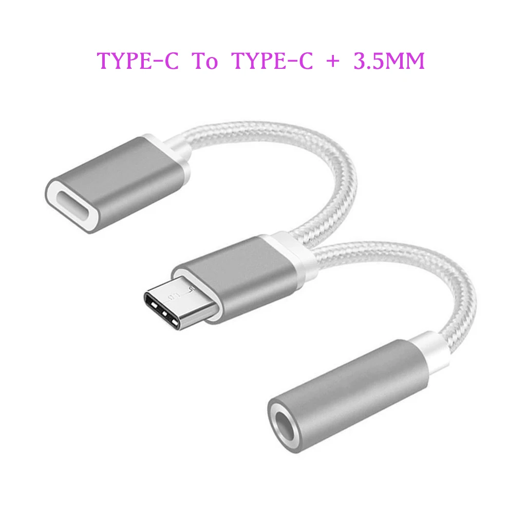 2 в 1 usb type C кабель адаптер для 3 5 мм разъем наушников Aux Jack зарядки huawei P20