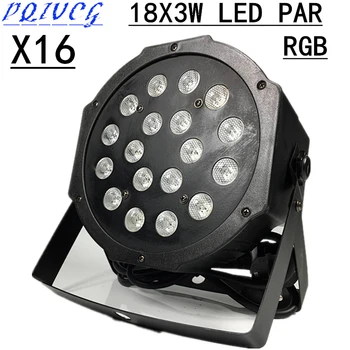 

16pcs/ 18X3W LED Par Light RGB LED Flat PAR DMX512 control disco lights professional dj equipment 100% NEW