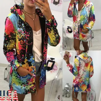 

Womens Long Sleeve Floral Cardigan Coat Tops Casual Hoodie Jacket US