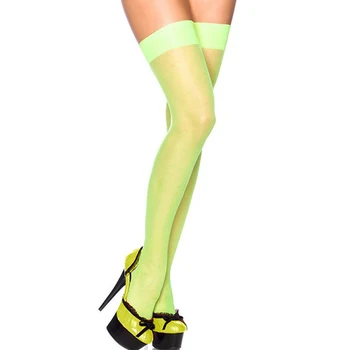 

Neon Stockings For Women 2019 Fashion Over Knee Stockings Sexy Party Club Wear Elasticity Long Transparent Stocking Female