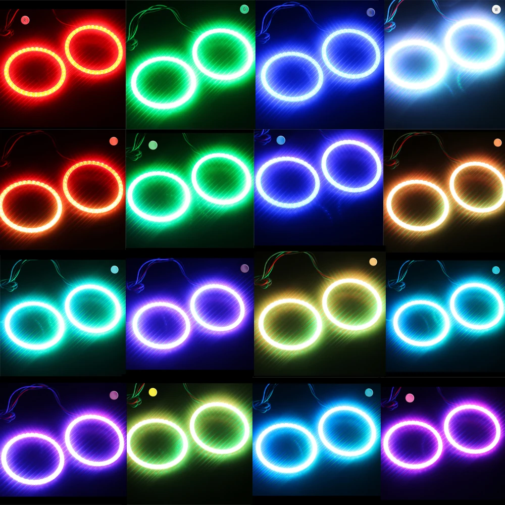 1 пара (2 шт.) ангельские глазки фары Halo кольца комплект 5050 LED многоцветный RGB 24