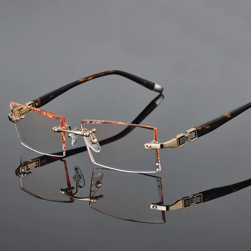 Металлические очки из сплава мужские без оправы по рецепту для чтения близорукость цвет MR-8 хрустальные очки бескаркасные очки Цвет Lenses258050 - Цвет оправы: Golden 161 Lenses