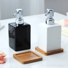 

NEWYEARNEW Ceramic Emulsion Bottles With wood pad Latex Bottles liquid soap dispensers Bathroom set Wedding Gift
