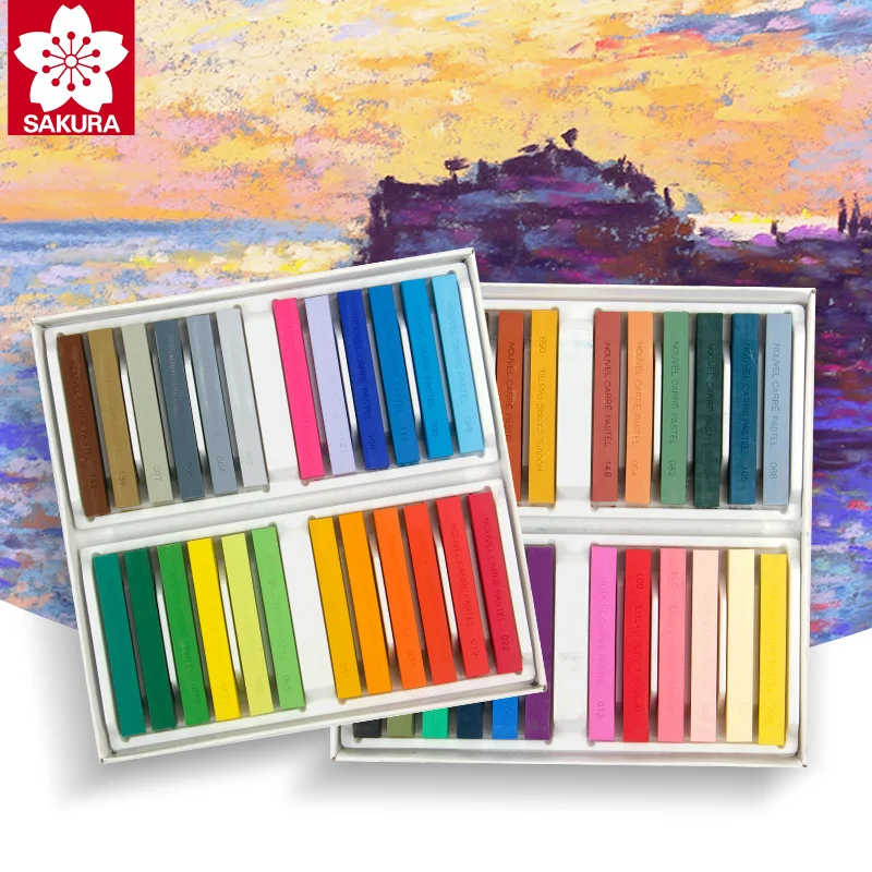 

Sakura Color Chalk 12/24/48 Colors Pastel Stick Sketch Powder Brush Highlighter/Dark/Light/Human/Landscape