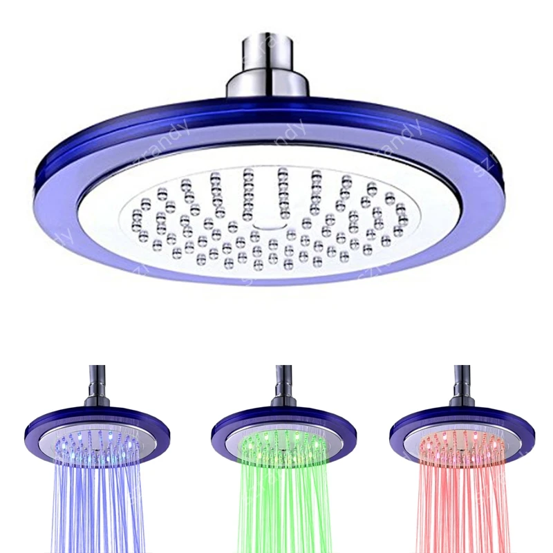 Temperature sensor(Blue, green, red) 8 inch water power bathroom Exquisite Shower Headin Shower