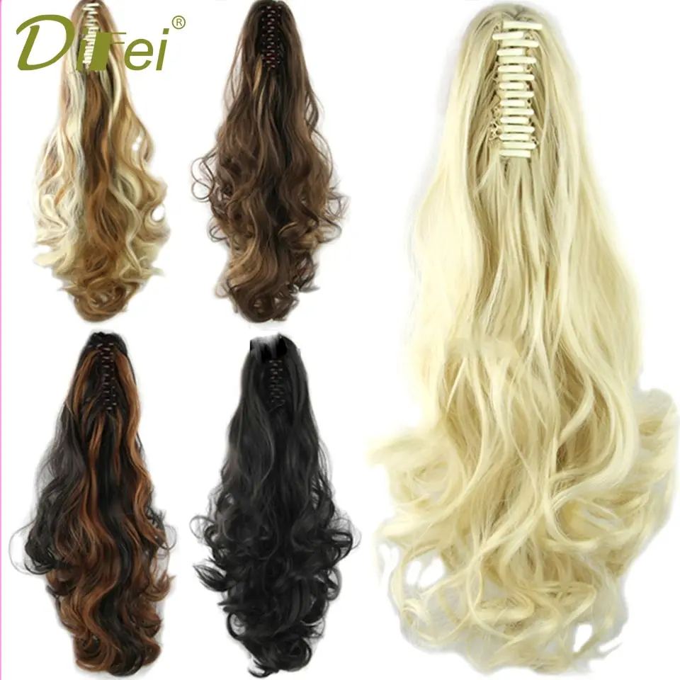 

DIFEI 180g 24'' big Long Synthetic Hair Extension Claw Ponytail Wowen Wavy Clip in PonyTail Heat Resistant Fake Hair Pieces 1106