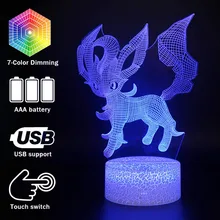 Pocket monster 3D свет светодиодный настольная лампа Иллюзия Амин 7 цветов Изменение 3AA USB с питанием от аккумулятора потолочный светильник MY128; Прямая поставка