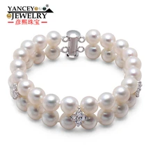 Новинка, часы Natural, розовый, белый, фиолетовый, уровень АА 7-8 мм Яркий свет пресноводный жемчуг браслет, двухместный с двуспальной кроватью, S925 серебряные ювелирные браслеты