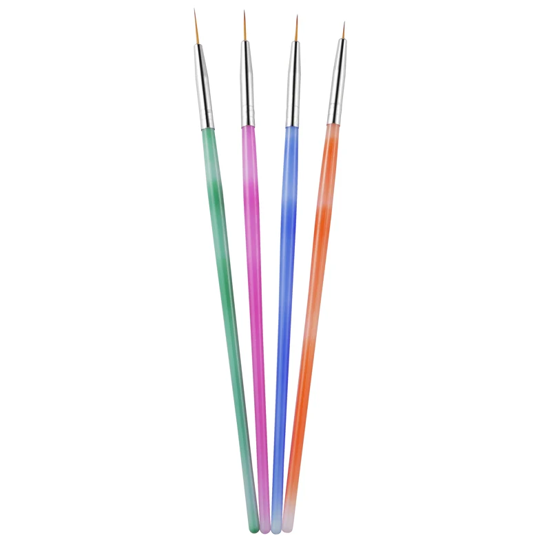 

4Pcs 7/9/11/13Mm Nail Art French Stripes Lines Liner Drawing Brush Flower Grid Painting Pen 3D Diy Manicure Tools