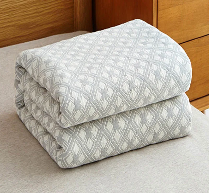 Хлопок моющее Марлевое Махровое Покрывало/одеяло/плед(Лабиринт плед) полотенце одеяло s постельный комплект одеяло простыня диван - Цвет: Light Grey
