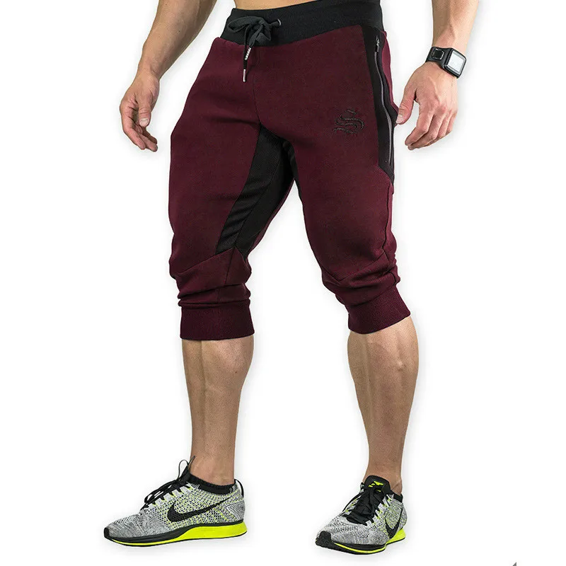 Men's Cotton Casual shorts 3/4 Jogger Capri Pants Breathable Below Knee Short Pants with Three Pockets Men's Cotton Casual shorts 3/4 Jogger Capri Pants Breathable Below Knee Short Pants with Three Pockets