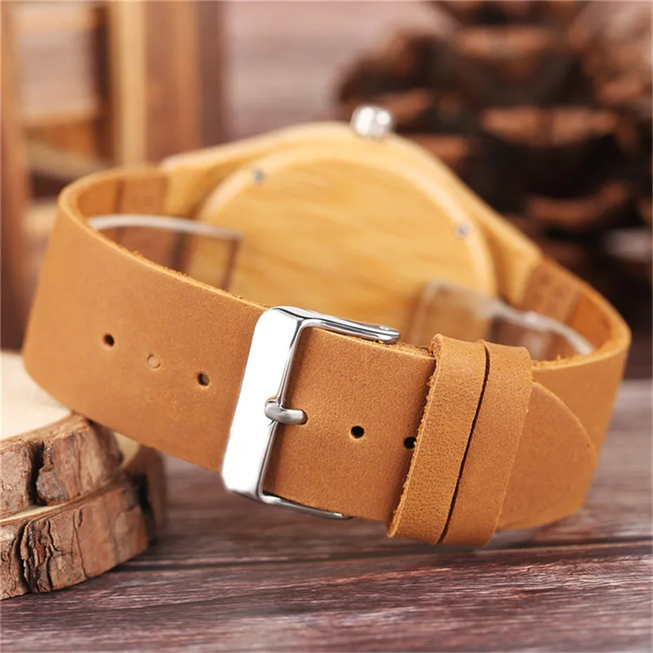 skull face dial simple bamboo watches7