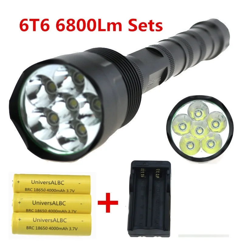 

6800 Lumens TrustFire Flashlight 6T6 / 45T6 LED Lampe Torche 5 Mode Flash Light Lanterna Hunting With 3x18650 Battery + Charger
