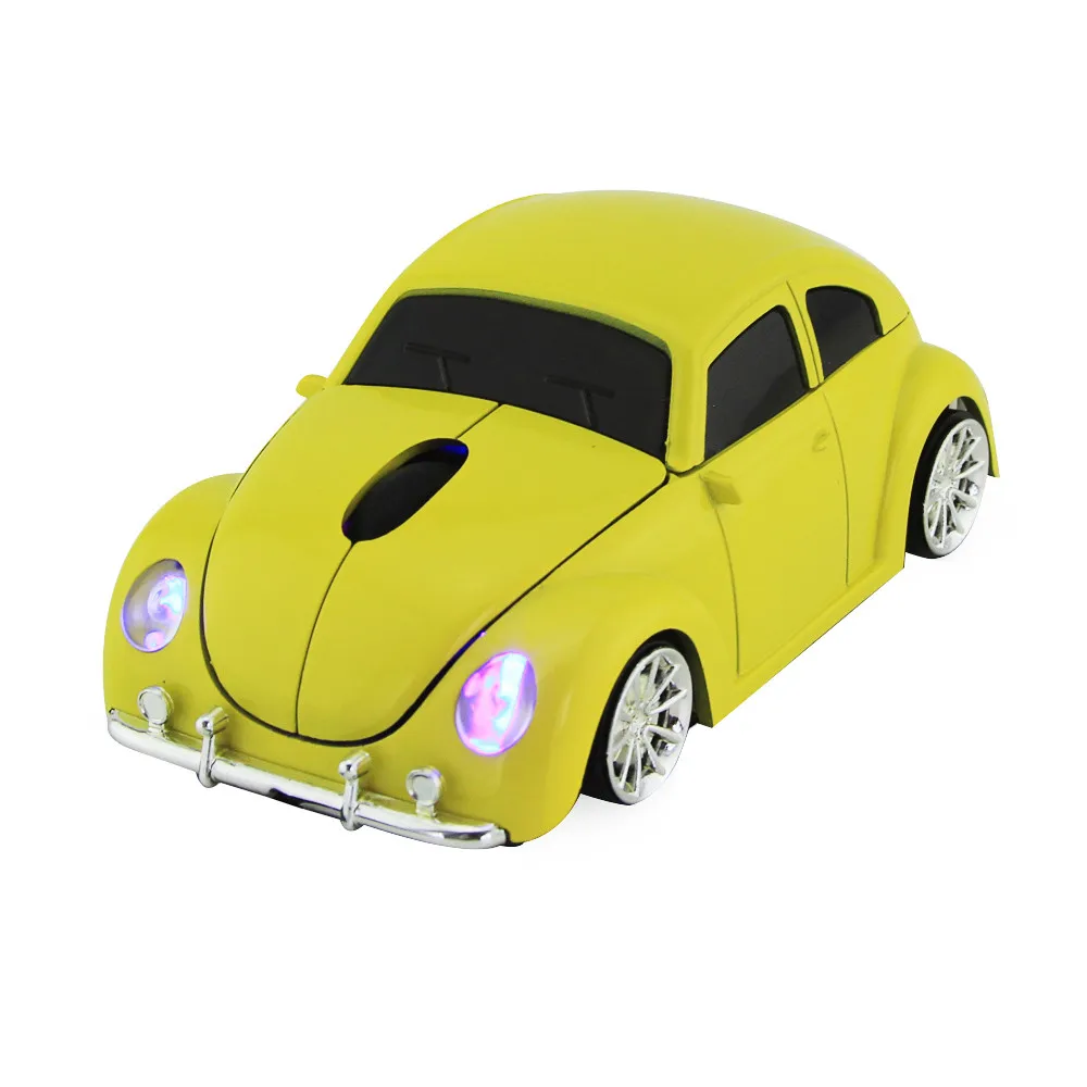 Optical Wireless Mouse Car VW Ladybug Shape Cordless Mause 3D USB Computer Mice Beatles Car Gaming Mouse For Xmas Gift - Цвет: Цвет: желтый