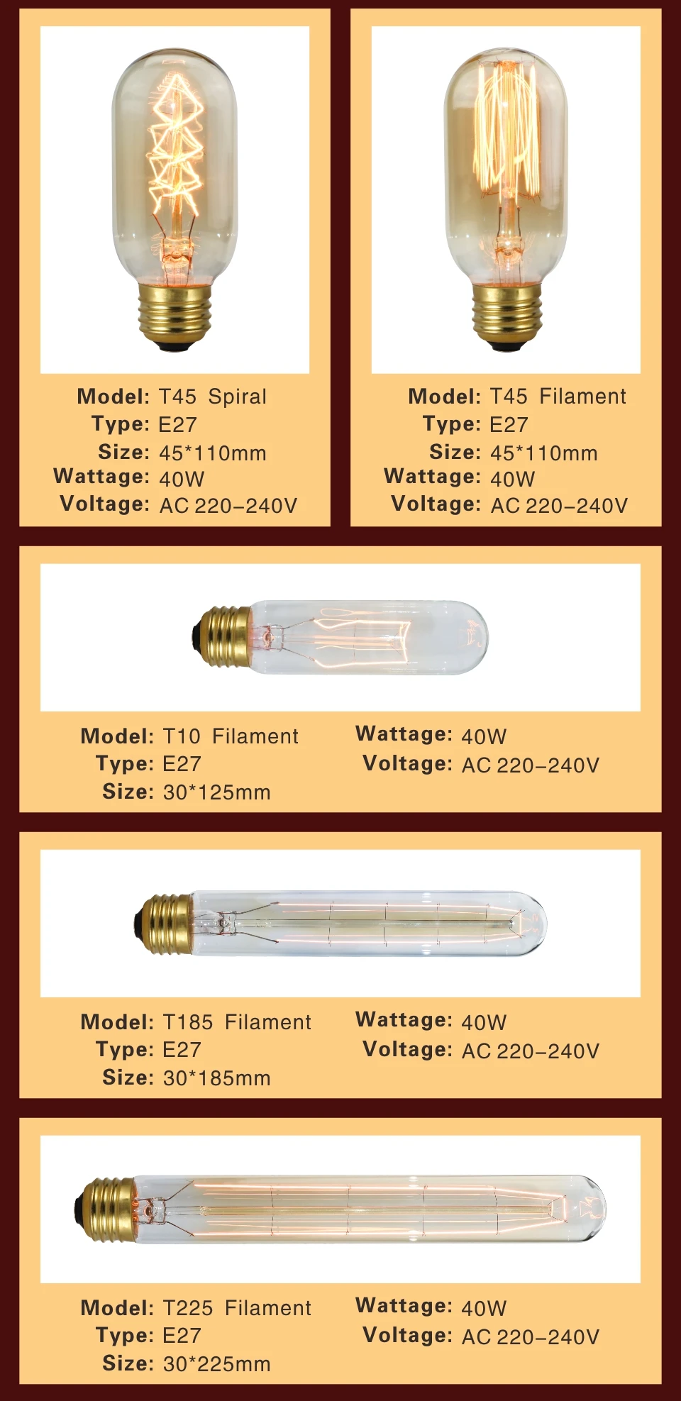 Винтажные лампочки с лампочками Эдисона LATTUSO E27 220 В лампы накаливания 40 Вт A19 A60 ST64 G95 лампа накаливания Ретро светильник Эдисона для подвесных ламп