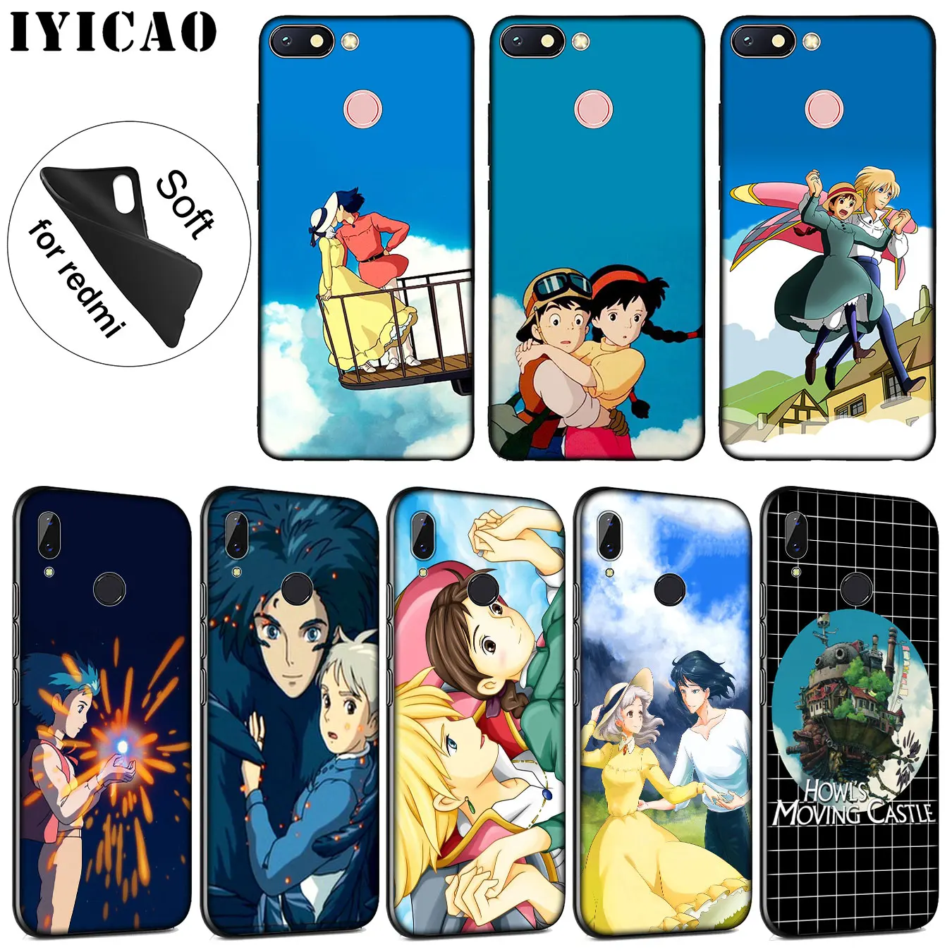 Мягкий силиконовый чехол для телефона IYICAO Howl's Moving Castle Xiaomi Redmi K30 K20 8A 7A 6A 5A S2 GO Note 8