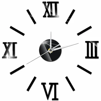 

Roman Numerals Mirror Effect Creative DIY Self Adhesive Acrylic Wall Clock Quartz 3D Digital Home Decor Retro Art Watch