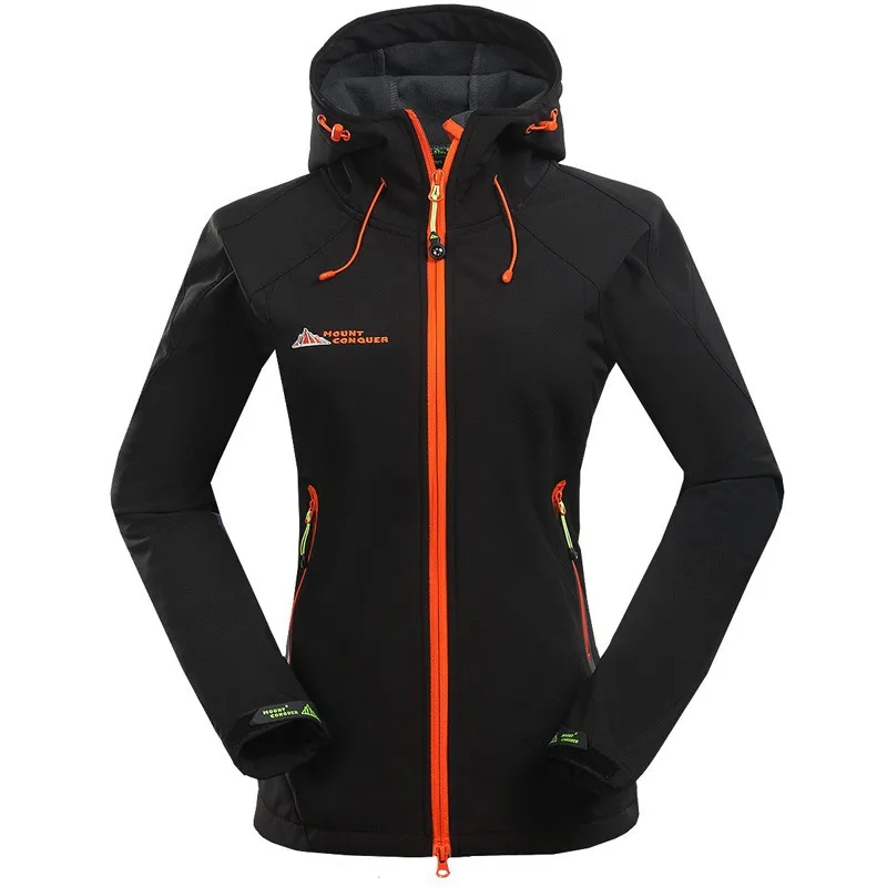 Осенне-зимнее женское Спортивное водонепроницаемое ветрозащитное мягкое пальто куртка для альпинизма кемпинга пешего туризма - Цвет: Черный