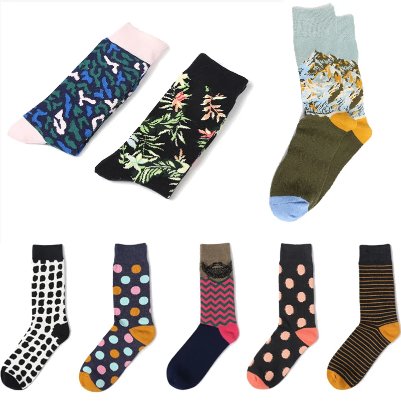 flower plantlife art socks graphic mountain men women cute dot cotton