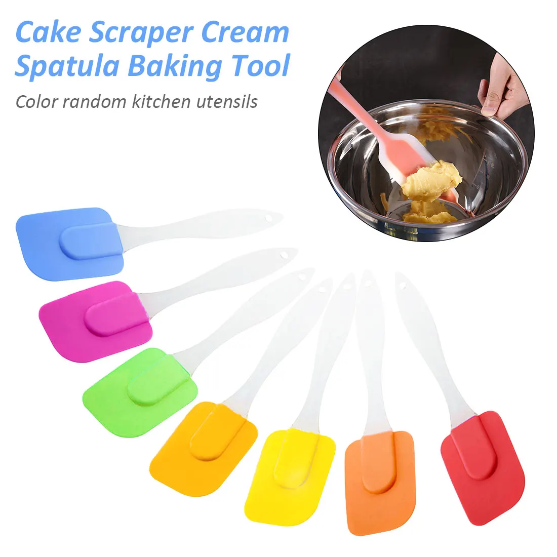 

1pc Multi-purpose Kitchenware Silicone Cake Scraper Spatula Baking Scraper Cream Butter Handled Baking Pastry Tools