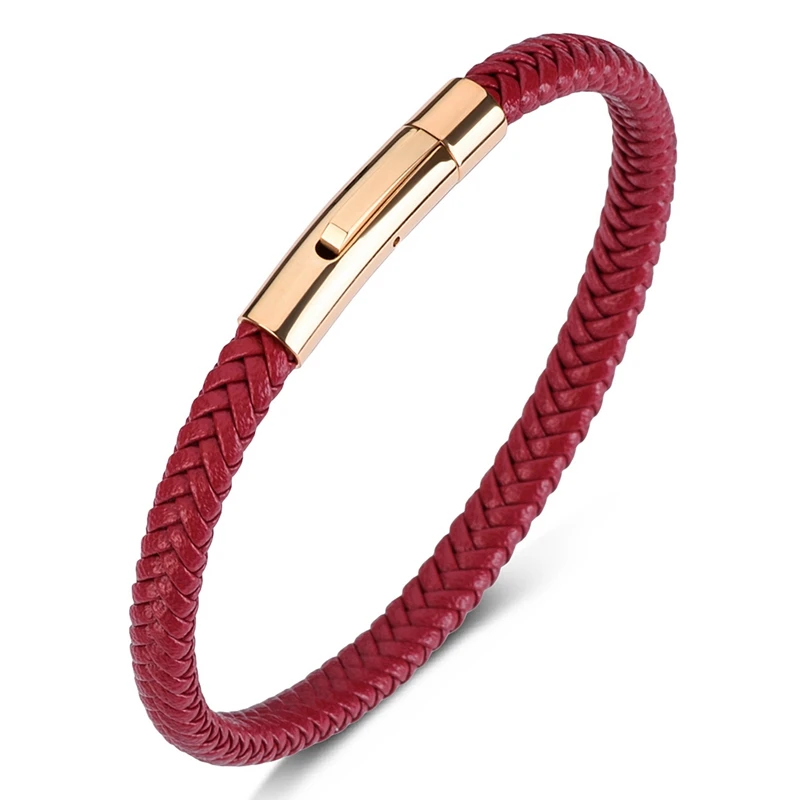 Mozo Fashion оптом подвеска плетеный кожаный браслет Для женщин ручной работы золотой браслет Мода с застежкой на запястье, красный