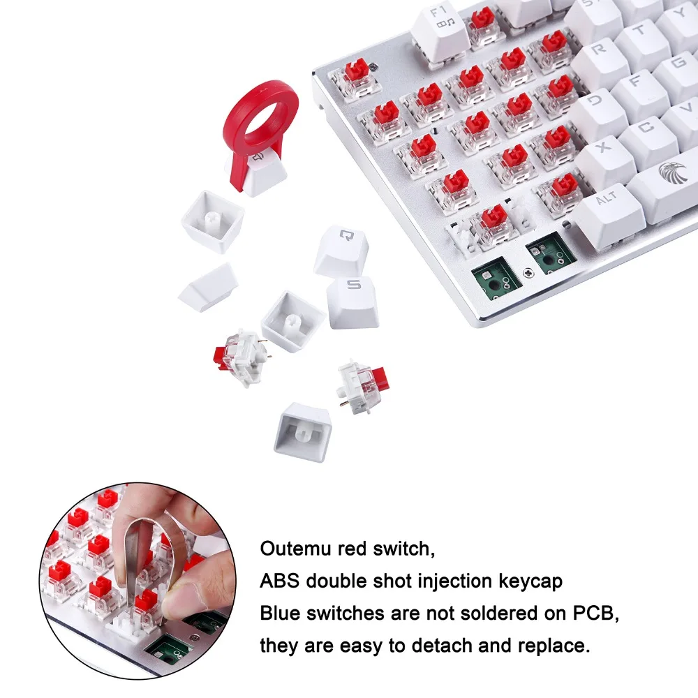 Tenkeyless механическая клавиатура линейный красный переключатель компактный дизайн RGB с подсветкой алюминиевая панель США раскладка белая игровая клавиатура
