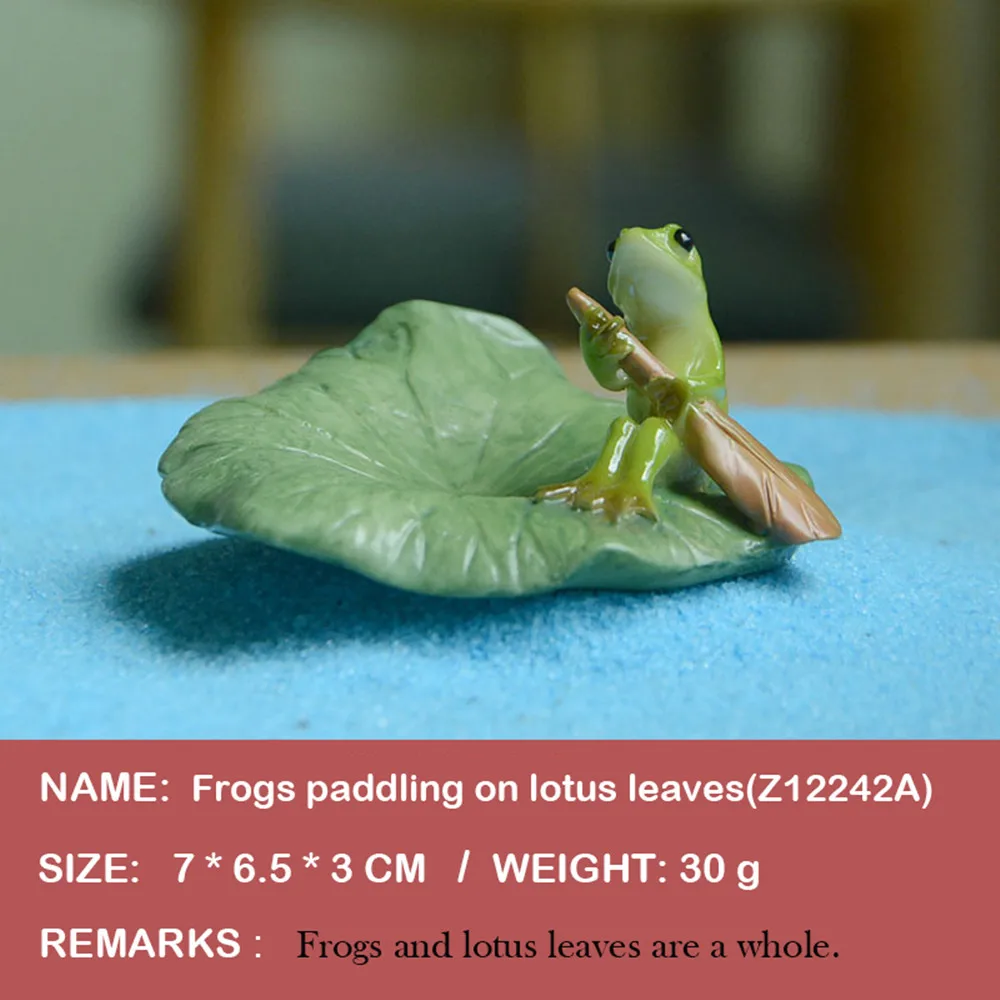 Everyday Collection Resin Lotus Frog Figurine Animal Vehicle Decoration Miniature Garden Decoration Accessories home Ornament - Цвет: Z12242A