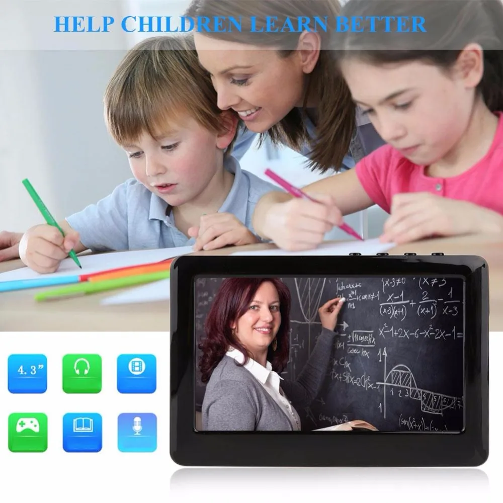 BCMaster Мини 4 3 дюймов Премиум Портативный ЕС Plug HD сенсорный экран 8 Гб MP3 MP4 MP5 плеер