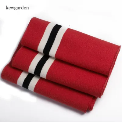 Kewgarden 85*15 см эластичные полосатые ребра манжеты аксессуары для одежды стрейч вязать нить ткань куртка толстовка декольте 2 шт./партия - Цвет: 27 Red black white