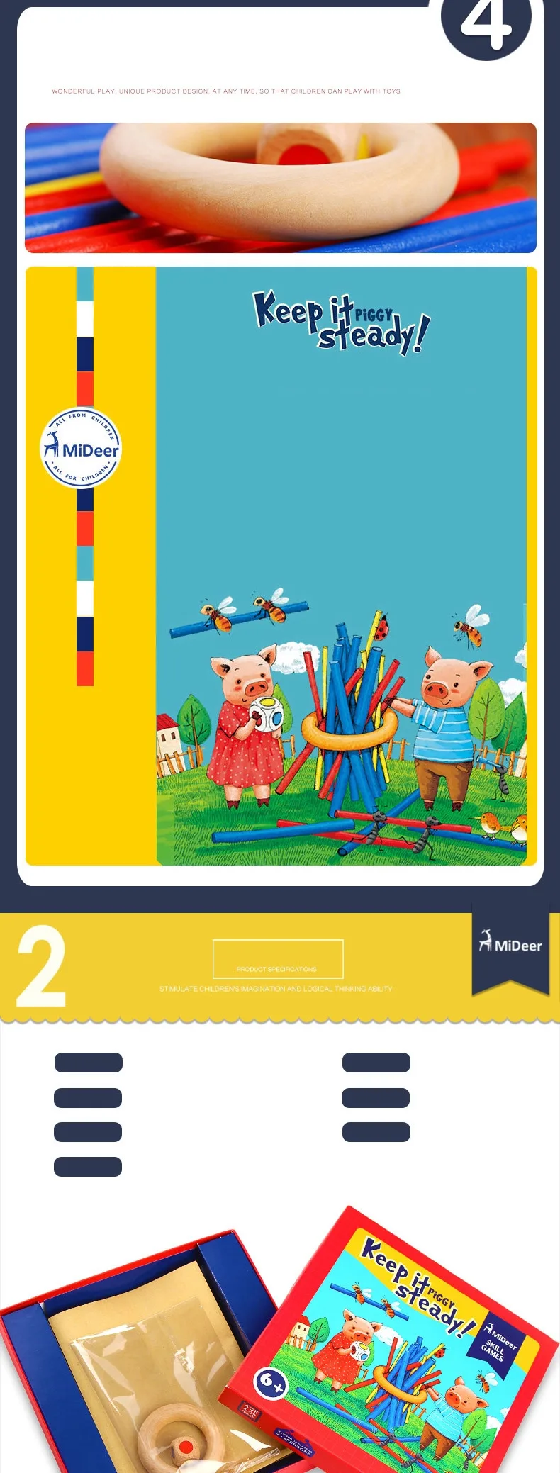 mideer MD0068 Children Wooden Colorful Stick Balance Toy Keep it Steady for Kids Play Table Skill Games Educational Toys Gifts
