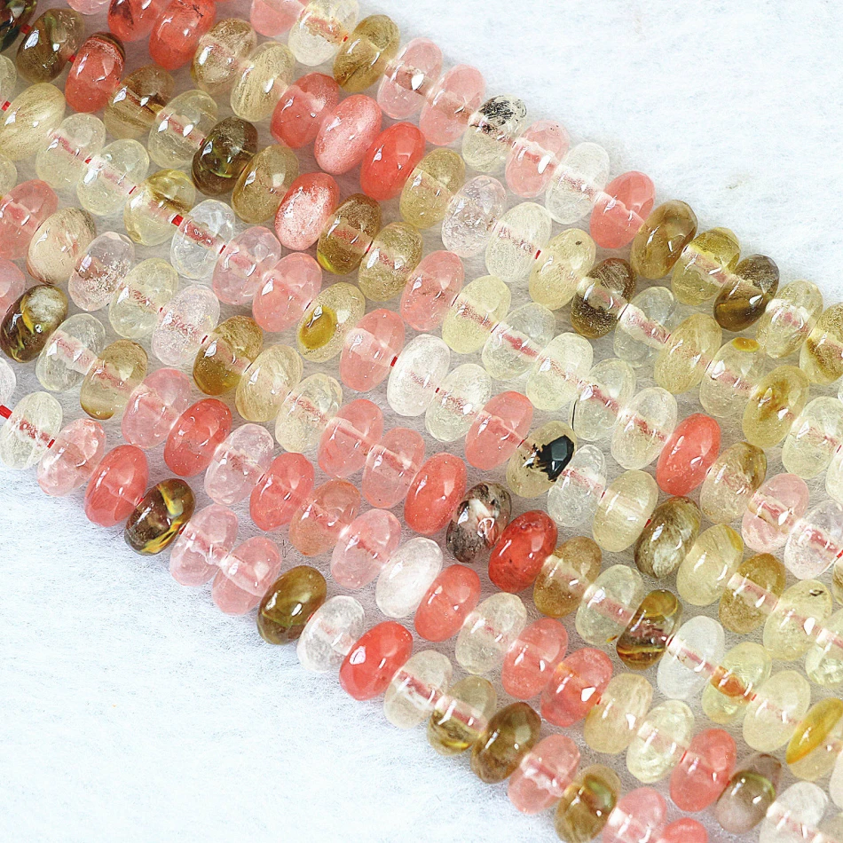 

Beautiful watermelon tourmaline crystal stone 5*8mm new abacus faceted diy jewelry making 15inch B490
