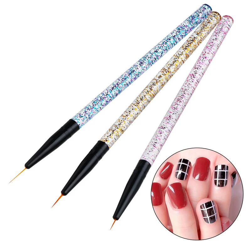 

3pcs Nail Art Nail Brushes Painting Pen 3D Tips DIY Acrylic UV Gel Brushes Drawing Flower Line Grid French Design Manicure Tool