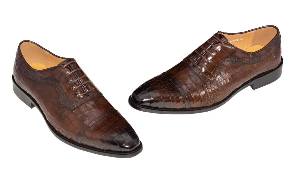 Мужские модельные туфли-оксфорды из натуральной кожи; цвет темно-кофейный; роскошные фирменные деловые туфли с острым носком; модные мужские свадебные туфли в клетку