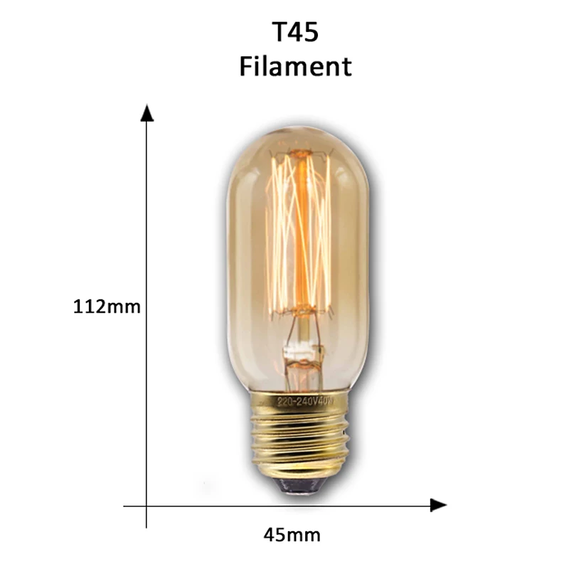 Ретро Edison led светильник лампы E27 220 В 40 Вт ST64 ручной стержень, для кафе гостиная магазин Винтаж промышленная лампа накаливания ампулы светильник лампочка Настенный декор - Цвет: T45 filament