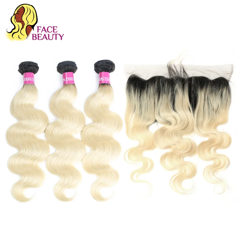 Facebeauty 1B/613 Ombre светлый цвет перуанская волна тела 2/3/4 Человеческие волосы Remy