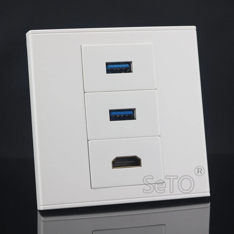 SeTo 86 Тип Однопортовый 2 0 HDMI + Dual 3 USB ассорти панель настенное гнездо Keystone лицевая