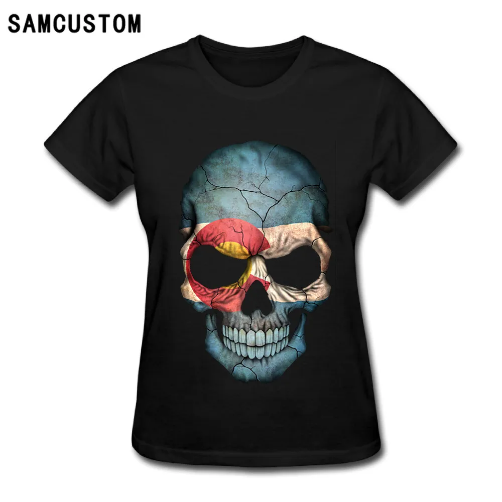 SAMCUSTOM флаг красочный череп футболки для женщин Harajuku Забавный продукт