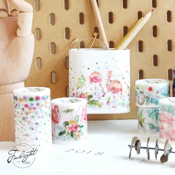

1.5-7 cm X 8 m Beautiful flamingos feather ribbon washi tape children diy decoration masking tape stationery scrapbooking tools